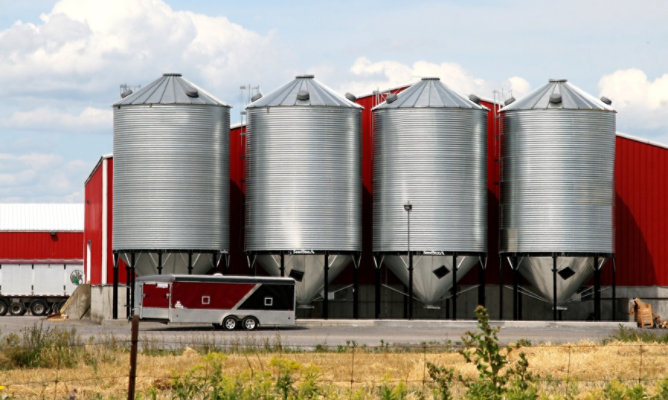 Large tanks at a food processing facility