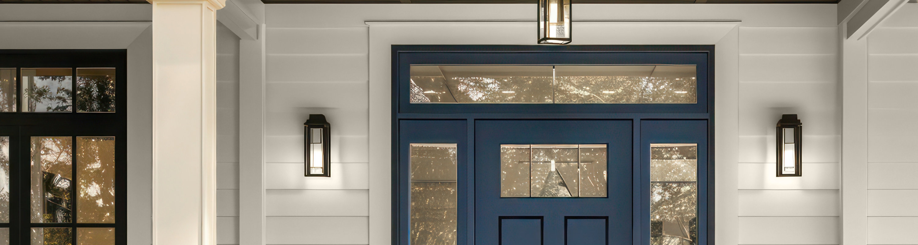 Navy blue entry door