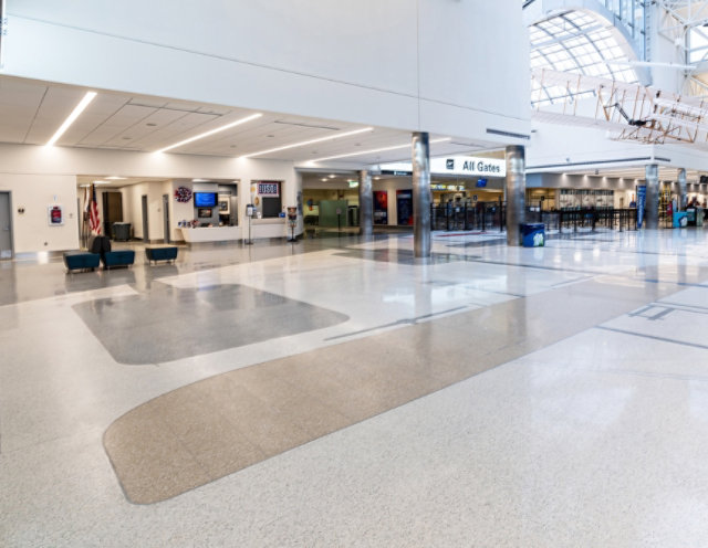 airport concourse elegant terrazzo flooring