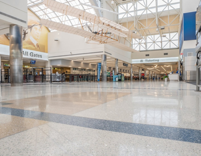 beautiful terrazzo floor in airport