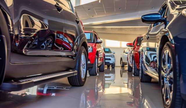 high gloss auto dealership epoxy flooring