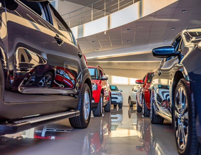 high gloss car dealership showroom flooring