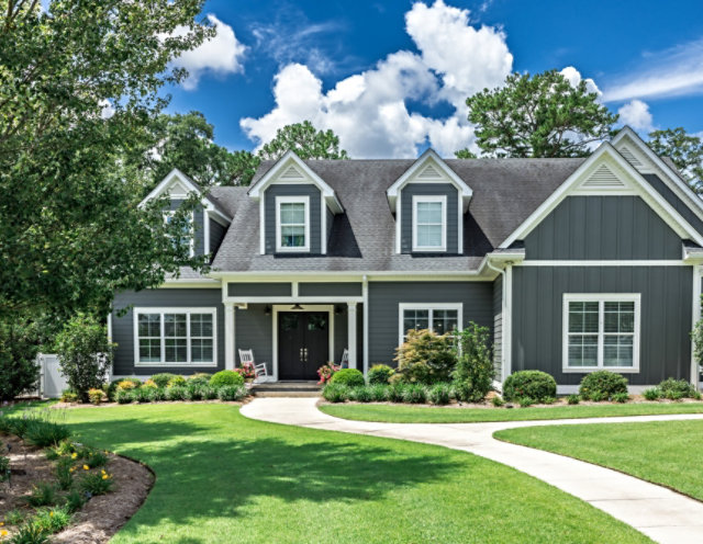 house with tan siding 