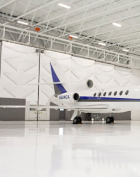 airplane in an aircraft hangar