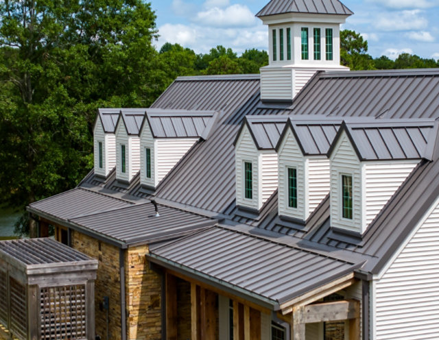 Image of the gray metal roofing on the Bonnie Plants HQ in Opelika, AL.