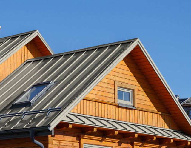 cabin with metal roof