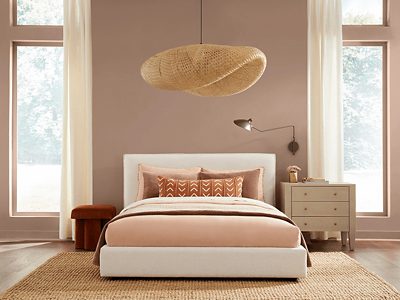 Bedroom painted in Sherwin-Williams Color of the Year 2023.