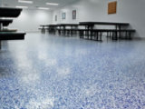 Resinous-blue-white-flake flooring-company-cafeteria