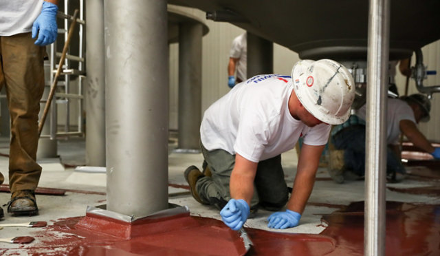 Urethane concrete resin floor install at brewery
