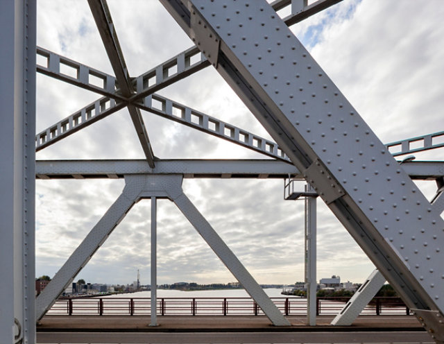 Close up of steel bridge