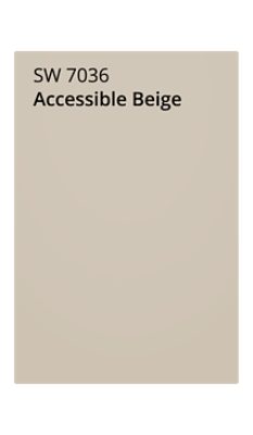 Accessible Beige (SW 7036) color swatch. A beige color with grey undertones.