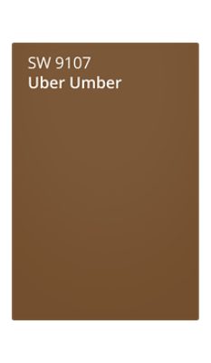 Uber Umber (SW 7036) color swatch. A brown color with yellow undertones.
