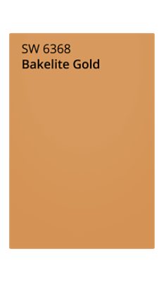 Bakelite Gold (SW 6368) color swatch. A gold color with orange overtones.