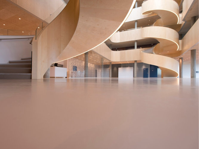 resinous floor in hospital lobby