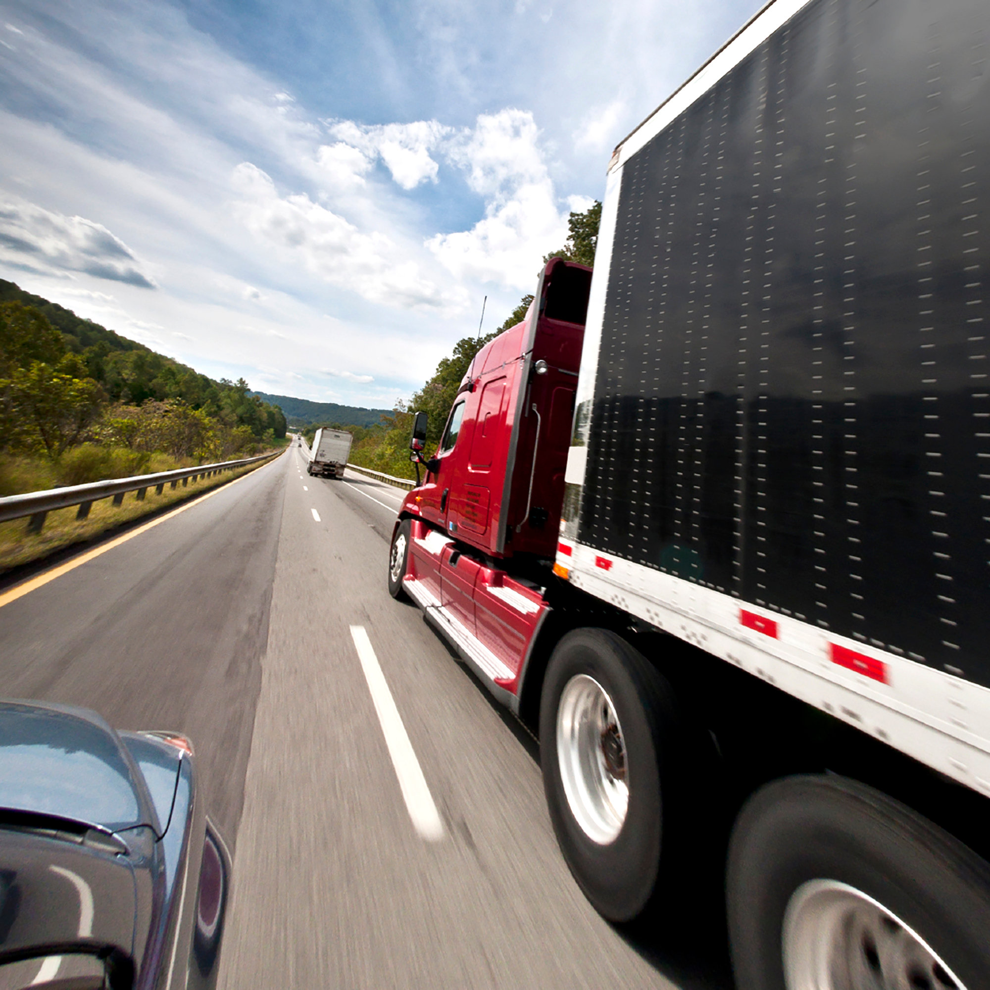 a semi truck on the road