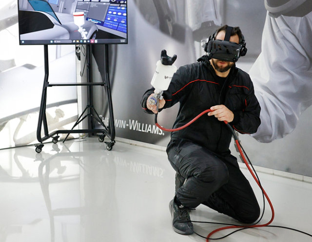 Painter using virtual spray gun