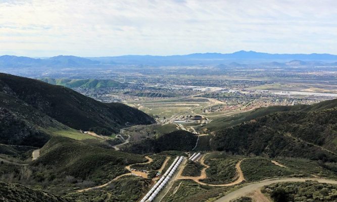 View of Devil Canyon Penstock and landscape during the day
