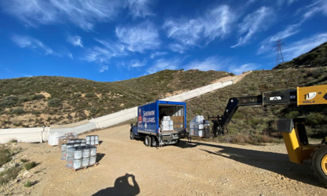 Sherwin-Williams Truck at Penstock Lining Project