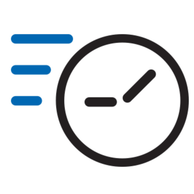 Icon of a clock going forward with speed