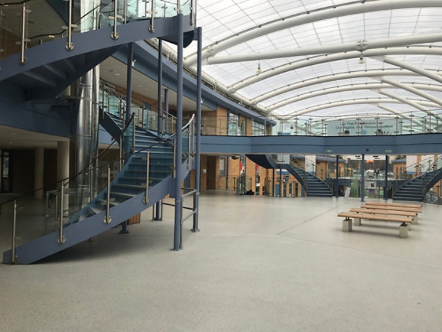 Decorative resinous floor in school