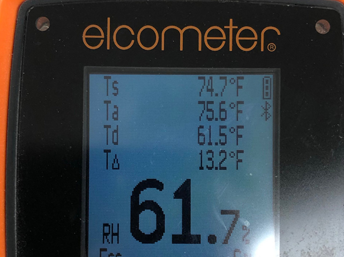 Elcometer showing readings