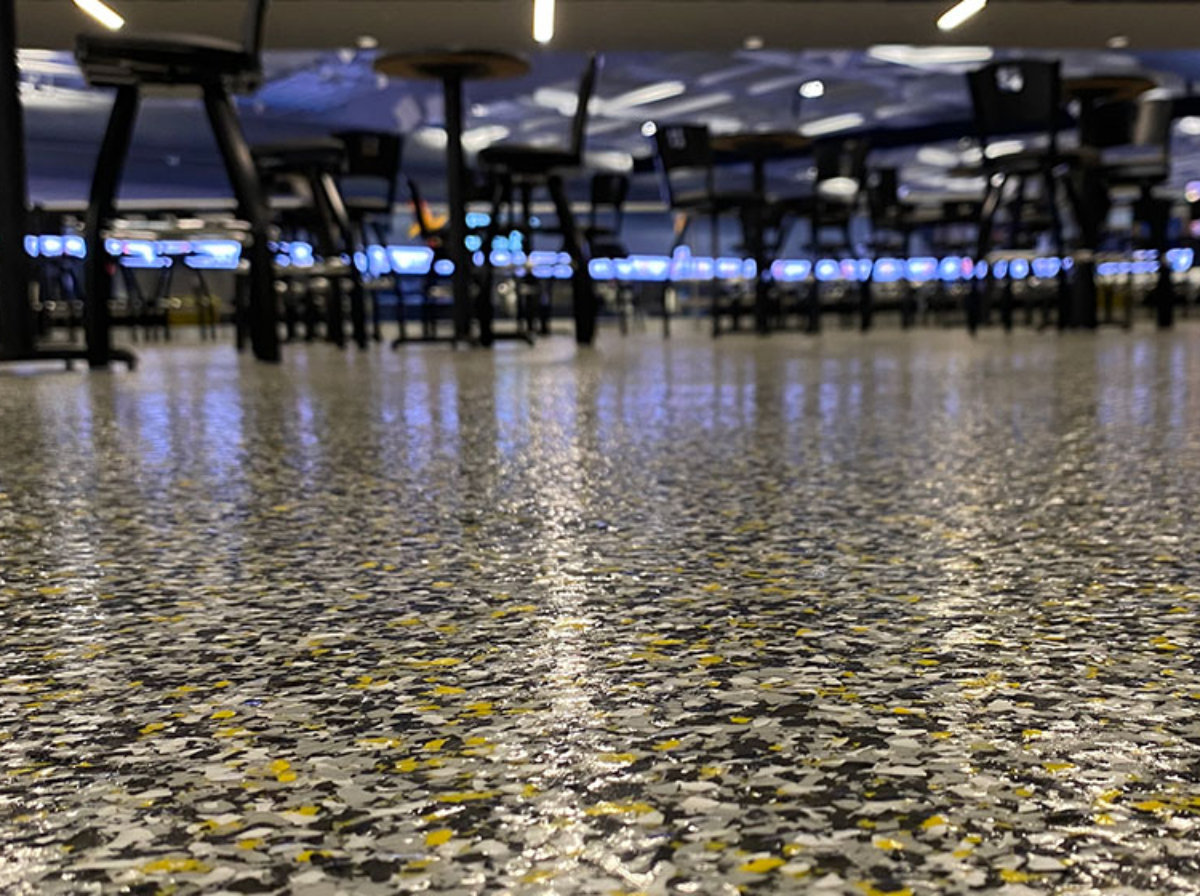 Up close of resinous flake floor