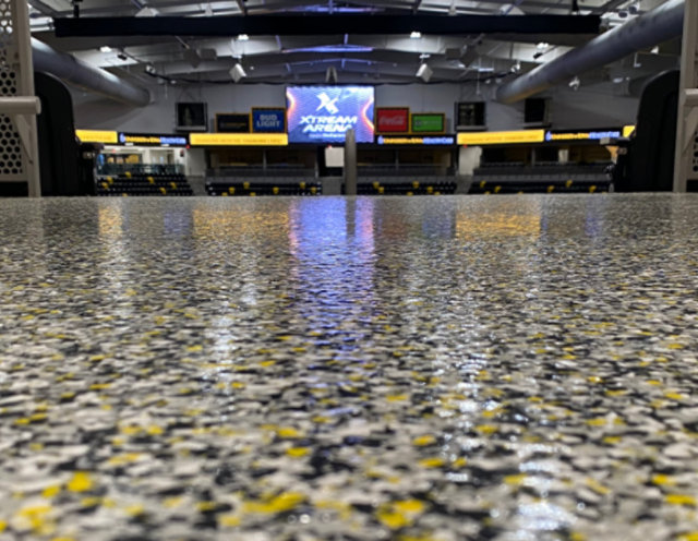 An epoxy floor in an arena