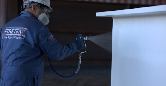 spraying FX7002 onto steel beam