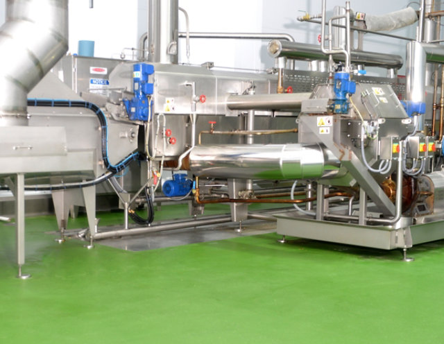 Processing plant with resinous floor