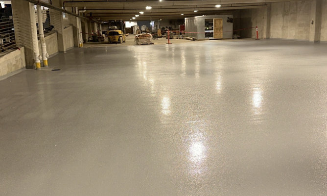 A completed parking level. 