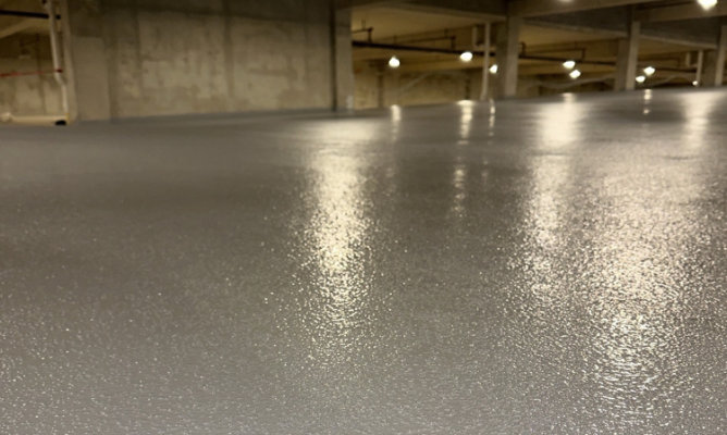 Close up view of the parking deck. 