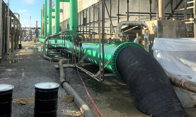 secondary containment area in Texas petrochemical plant