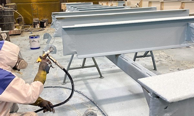 Intumescent coatings applicator fireproofing steel structural beam 