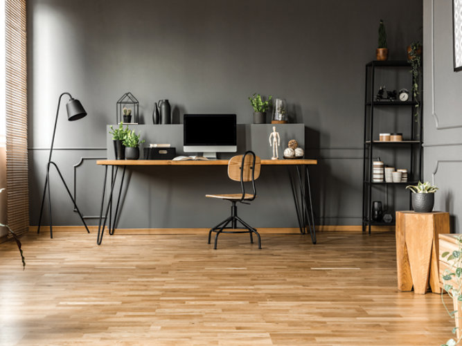 wood floor and desk