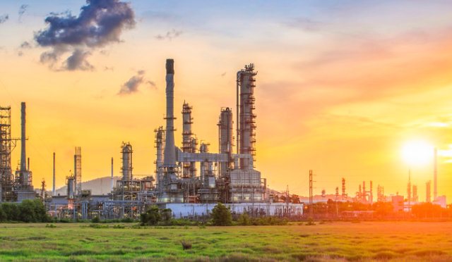 An oil and gas refinery