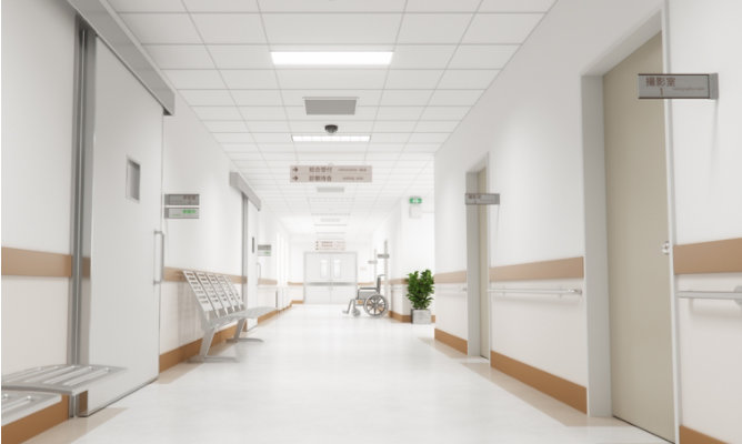 Resinous floor in healthcare facility