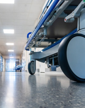 stretcher wheels on hospital floor