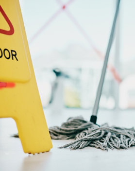 A mop cleaning a floor