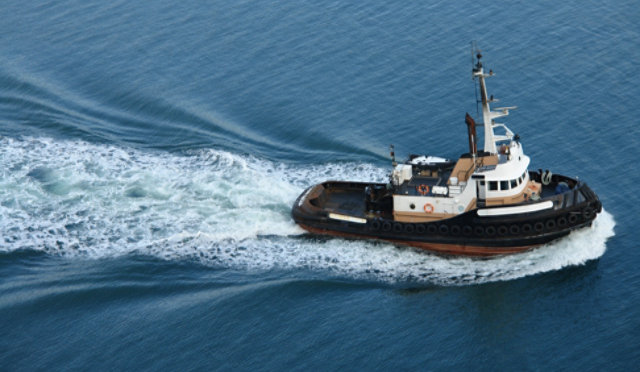 A tugboat on a river