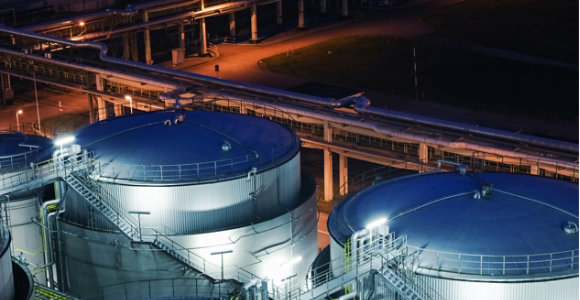 Arial view of oil tanks