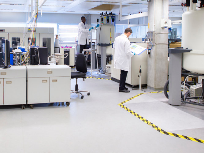 manufacturing environment with resinous floor
