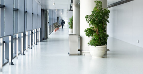 Exposed steel beams in a terminal.