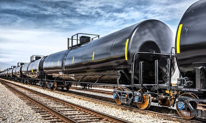 Black tanker rail cars