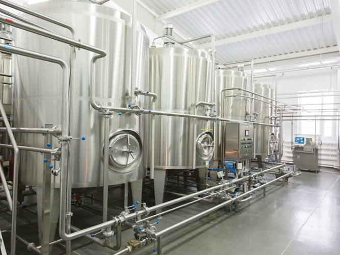 Production tanks in a beverage facility