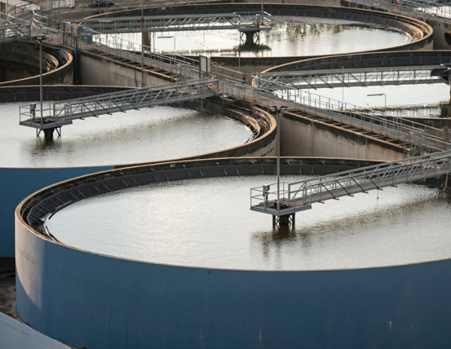Photo of wastewater clarifiers