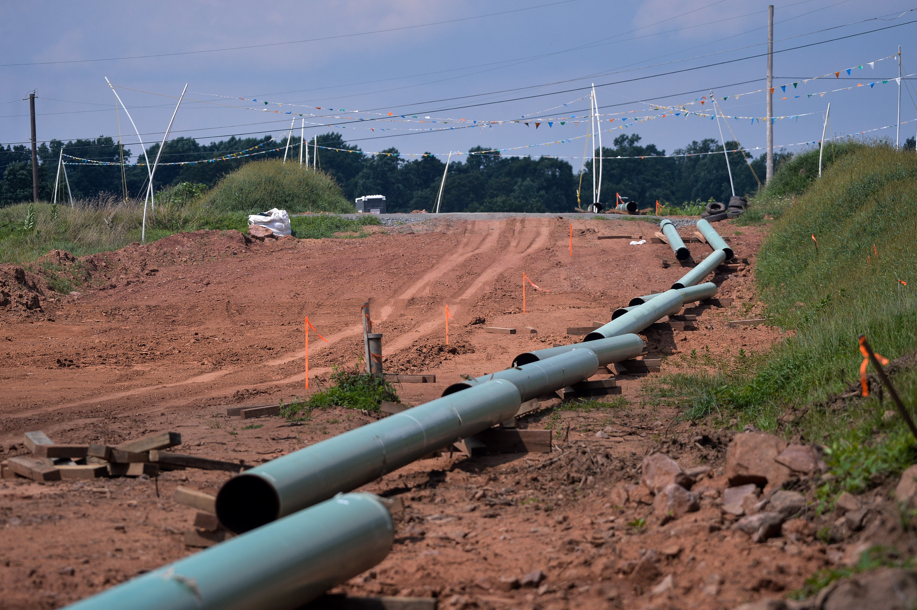 pipeline laying on ground before installation