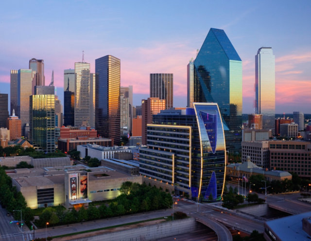 skyline with high rise buildings 