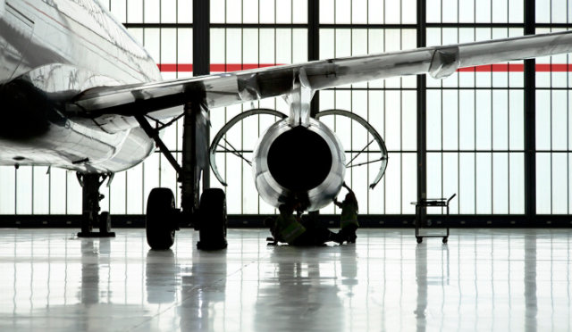 aircraft parked on aviation flooring