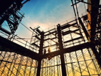 Steel frame of a building under construction