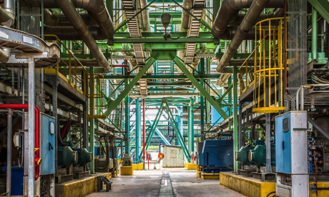 secondary containment area at oil and gas refinery